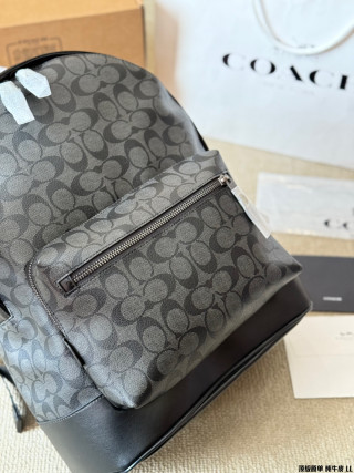 Coach West 35 Black Monogram Leather Backpack view 8