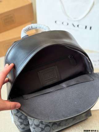 Coach West 35 Black Monogram Leather Backpack view 9