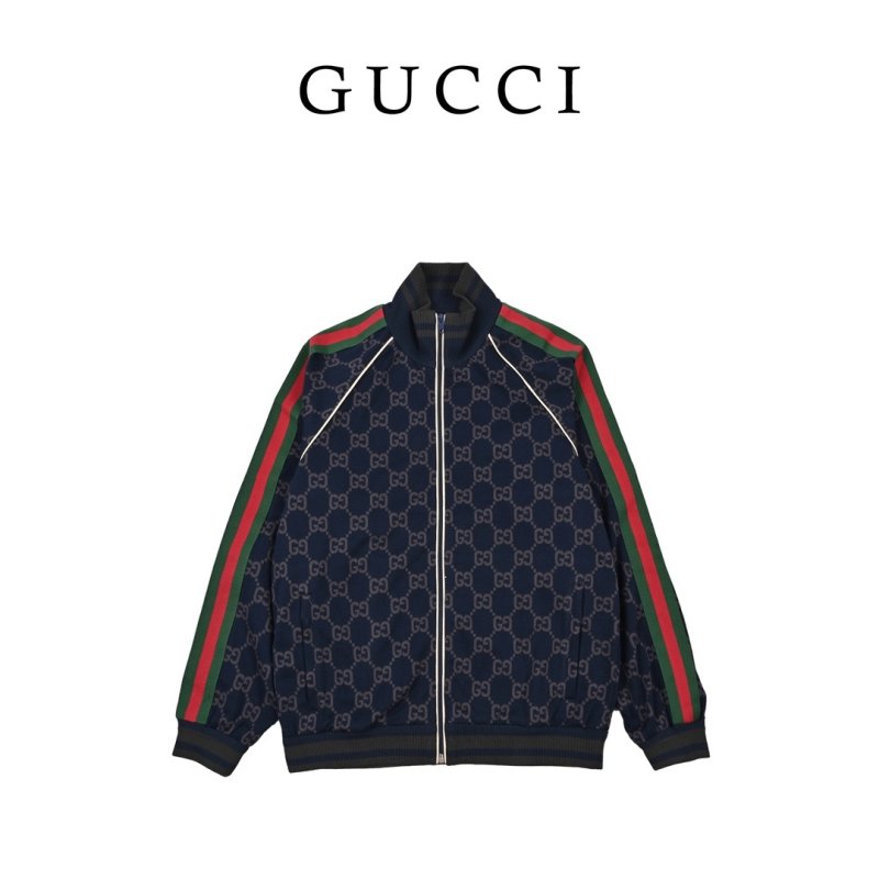 Gucci GG Monogram Track Jacket Navy Red Green view