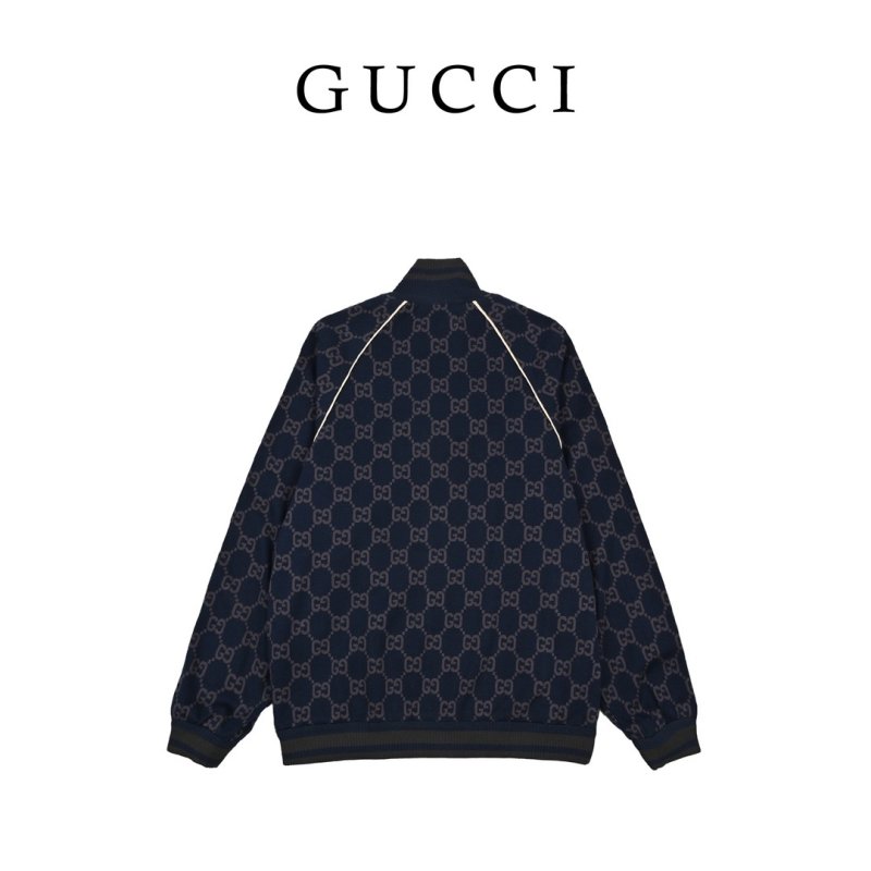 Gucci GG Monogram Track Jacket Navy Red Green view
