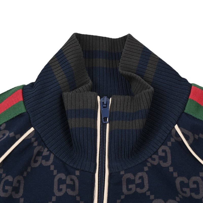 Gucci GG Monogram Track Jacket Navy Red Green view