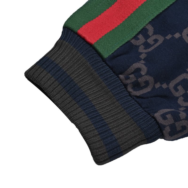 Gucci GG Monogram Track Jacket Navy Red Green view