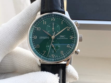 IWC Portugese Chronograph Automatic Green Dial Steel Watch view 4