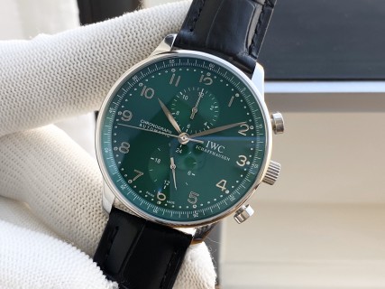 IWC Portugese Chronograph Automatic Green Dial Steel Watch view 6