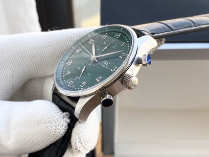 IWC Portugese Chronograph Automatic Green Dial Steel Watch view 7