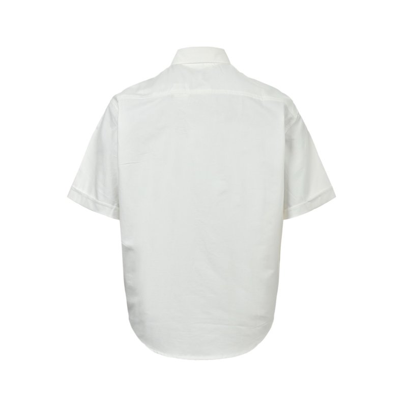 White Short-Sleeve Button-Up Shirt with Chest Pocket view