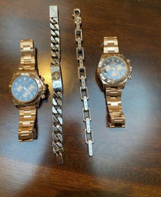 Louis Vuitton Silver Bamboo Link Chain Bracelet view 3