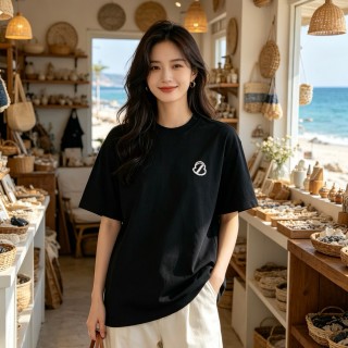 Black Short Sleeve T-Shirt with Embroidered Logo view 6