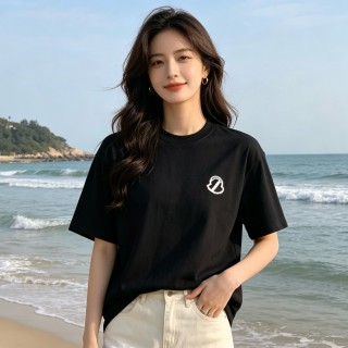 Black Short Sleeve T-Shirt with Embroidered Logo view 7
