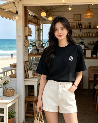 Black Short Sleeve T-Shirt with Embroidered Logo view 8