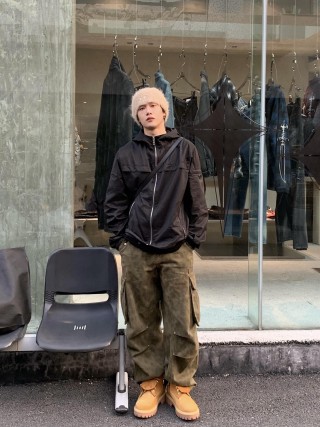 Stone Island Black Nylon Zip Hoodie Jacket view 2