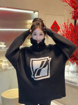 Black Oversized Logo Hoodie with White Embroidered Square Patch view 3