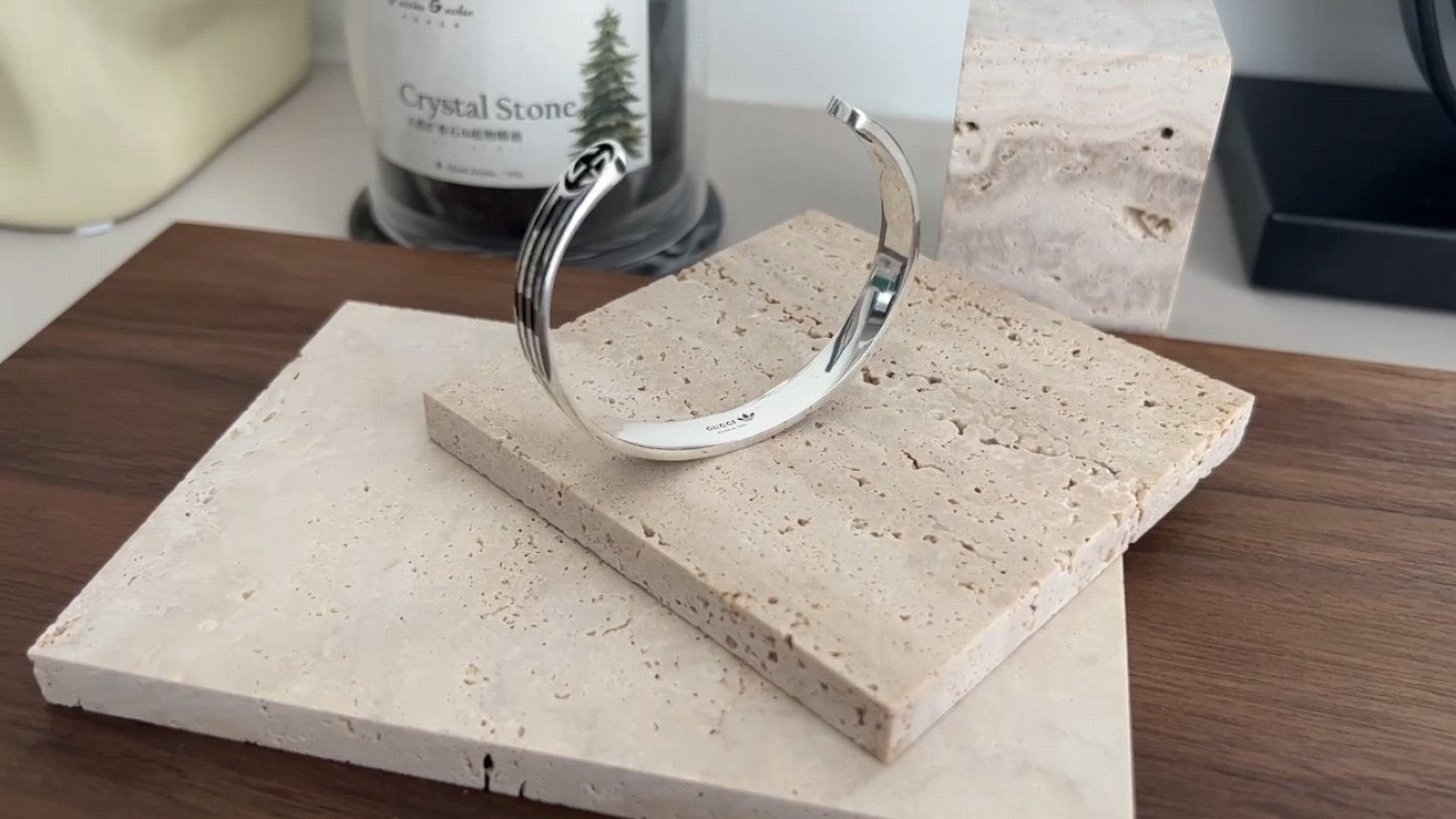 Gucci x Adidas 925 Double G Trefoil Bracelet Silver