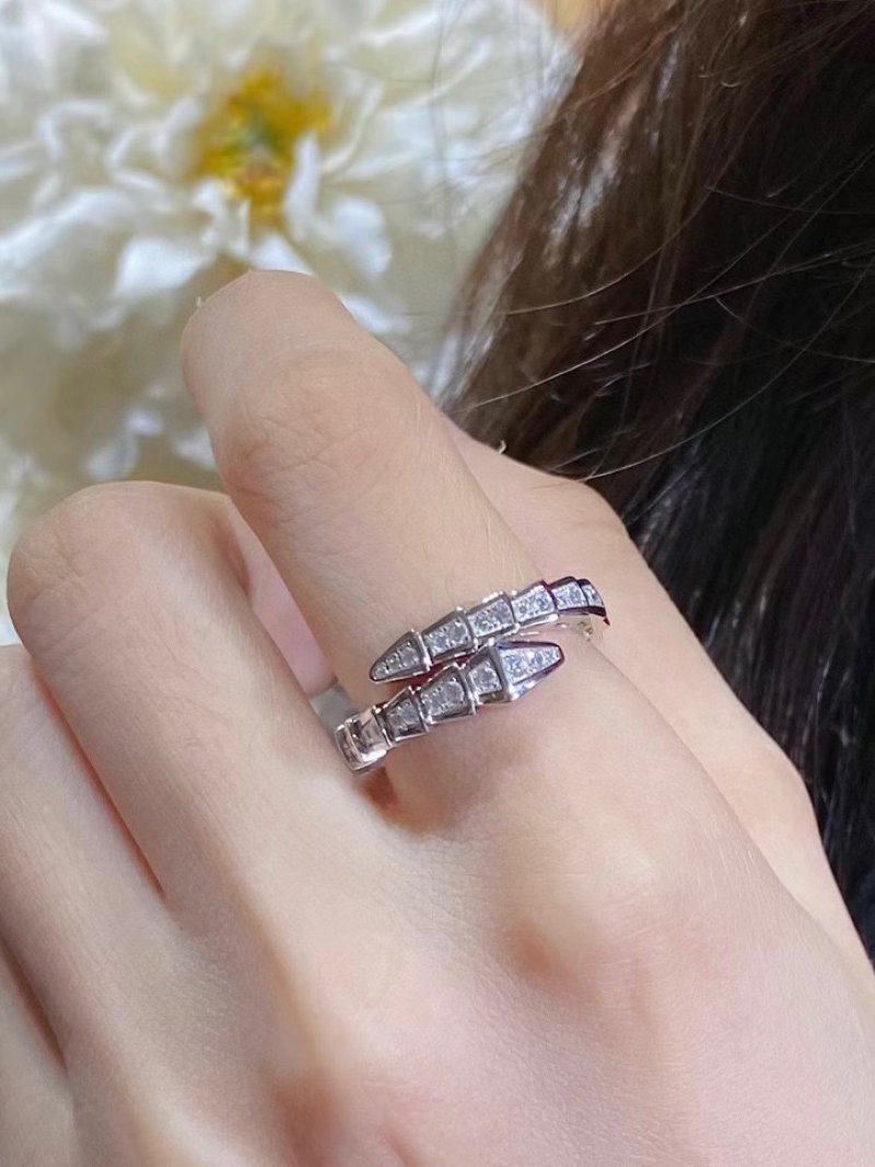 Bvlgari Serpenti Diamond Silver Ring