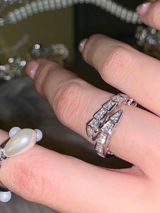 Bvlgari Serpenti Diamond Silver Ring view 3