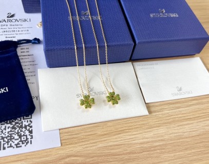 Swarovski Idyllia Lucky Clover Green Gold Pendant Necklace view 7