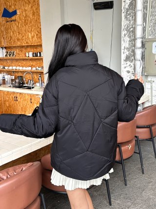 Black Quilted Puffer Down Jacket view 8