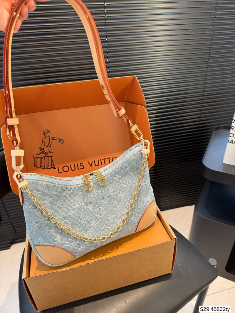 Louis Vuitton Monogram Denim Shoulder Bag - Blue Orange view