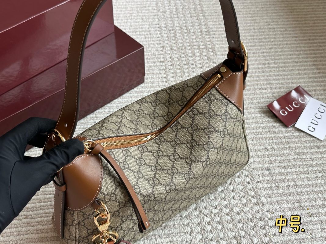 Gucci GG Emblem Shoulder Bag Beige Leather view