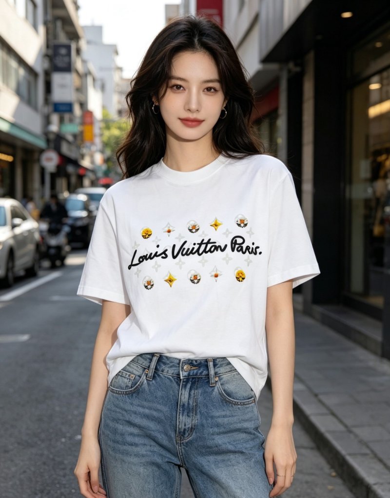 Louis Vuitton Paris White T-Shirt with Monogram Embroidery