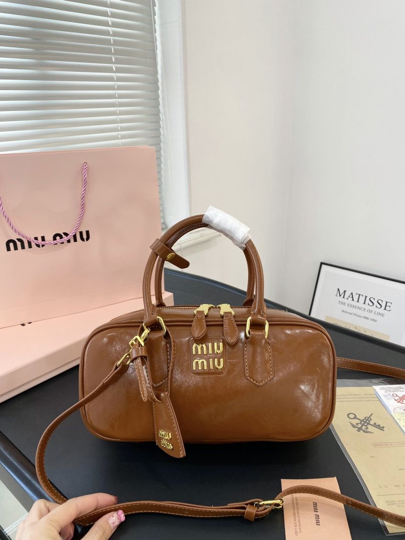 Miu Miu Bowling Bag Cognac Brown Leather