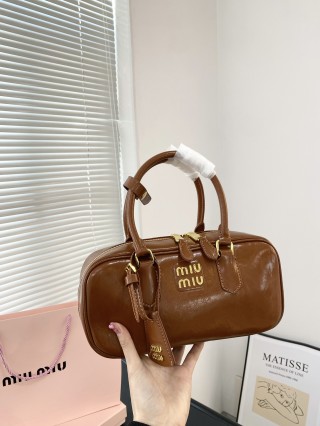 Miu Miu Bowling Bag Cognac Brown Leather view 2