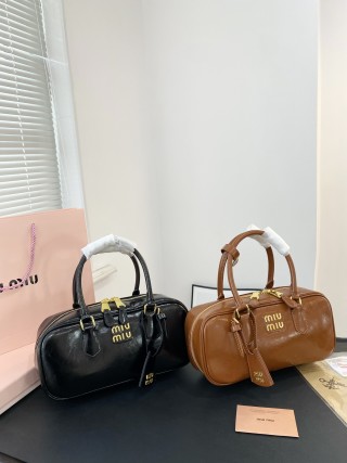 Miu Miu Bowling Bag Cognac Brown Leather view 3