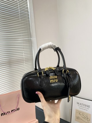 Miu Miu Bowling Bag Cognac Brown Leather view 4