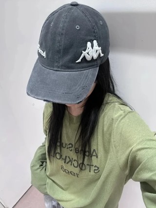 Kappa Logo Embroidered Charcoal Denim Cap