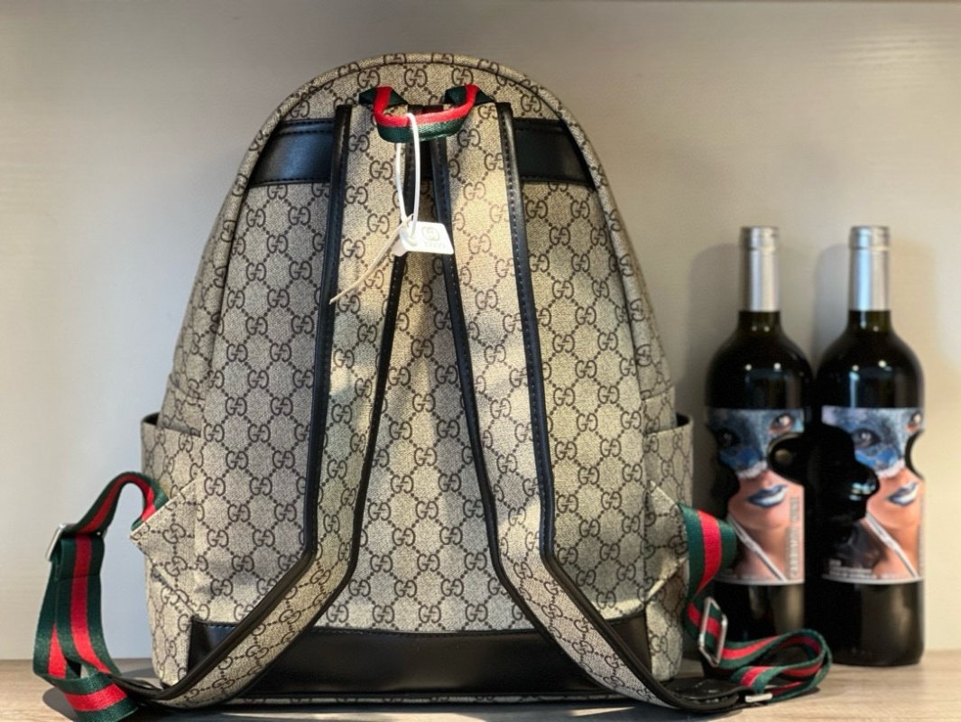 Gucci GG Monogram Backpack Beige Black view