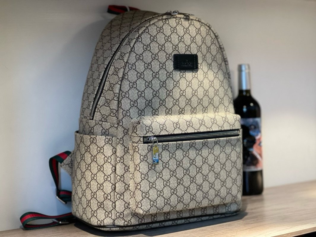 Gucci GG Monogram Backpack Beige Black view
