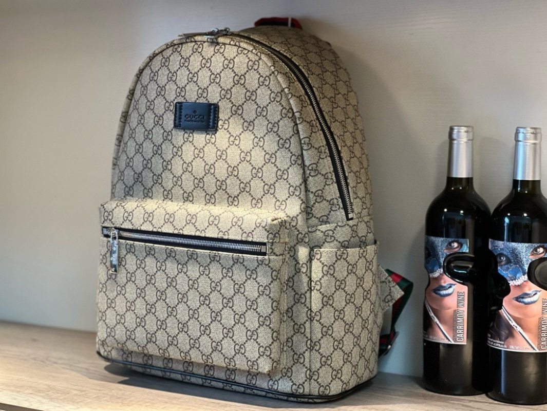 Gucci GG Monogram Backpack Beige Black view
