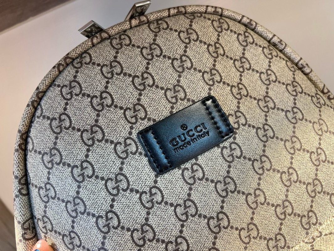 Gucci GG Monogram Backpack Beige Black view
