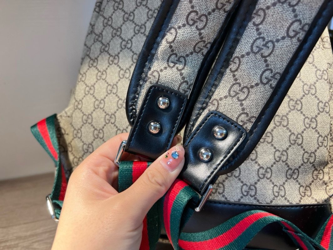 Gucci GG Monogram Backpack Beige Black view