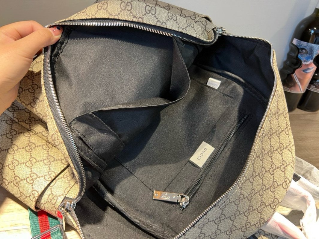 Gucci GG Monogram Backpack Beige Black view