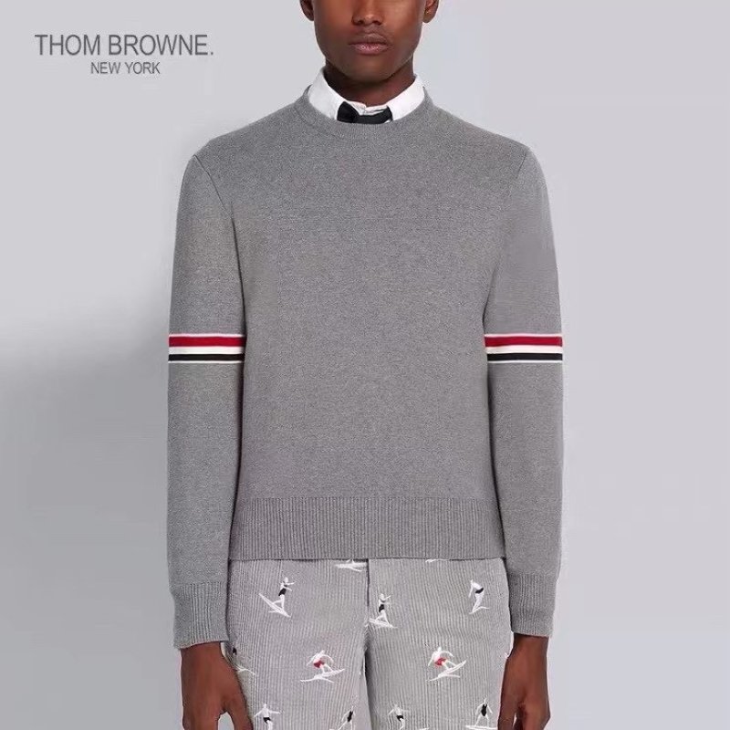 Thom Browne Classic Dual Armband Crewneck Sweater Grey view