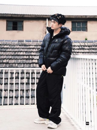 Black Quilted Puffer Down Jacket view 6