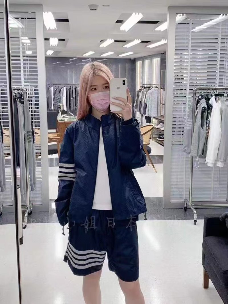 Navy Striped Zip Jacket with White Accents view