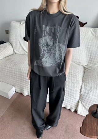 Charcoal Graphic Print Short Sleeve T-Shirt view 3