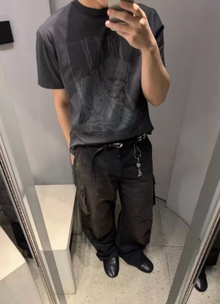 Charcoal Graphic Print Short Sleeve T-Shirt view 4