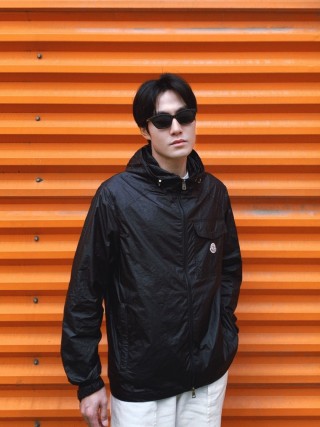 Moncler Black Nylon Windbreaker Jacket