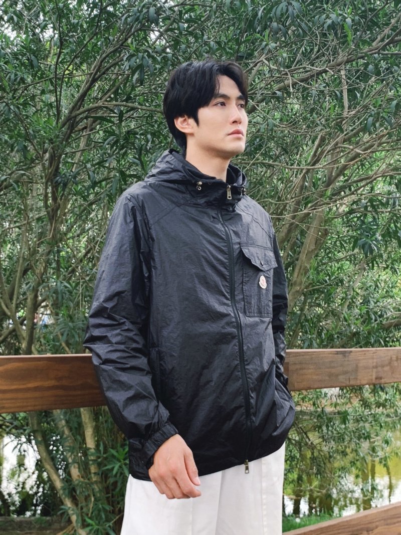 Moncler Black Lightweight Hooded Nylon Jacket view