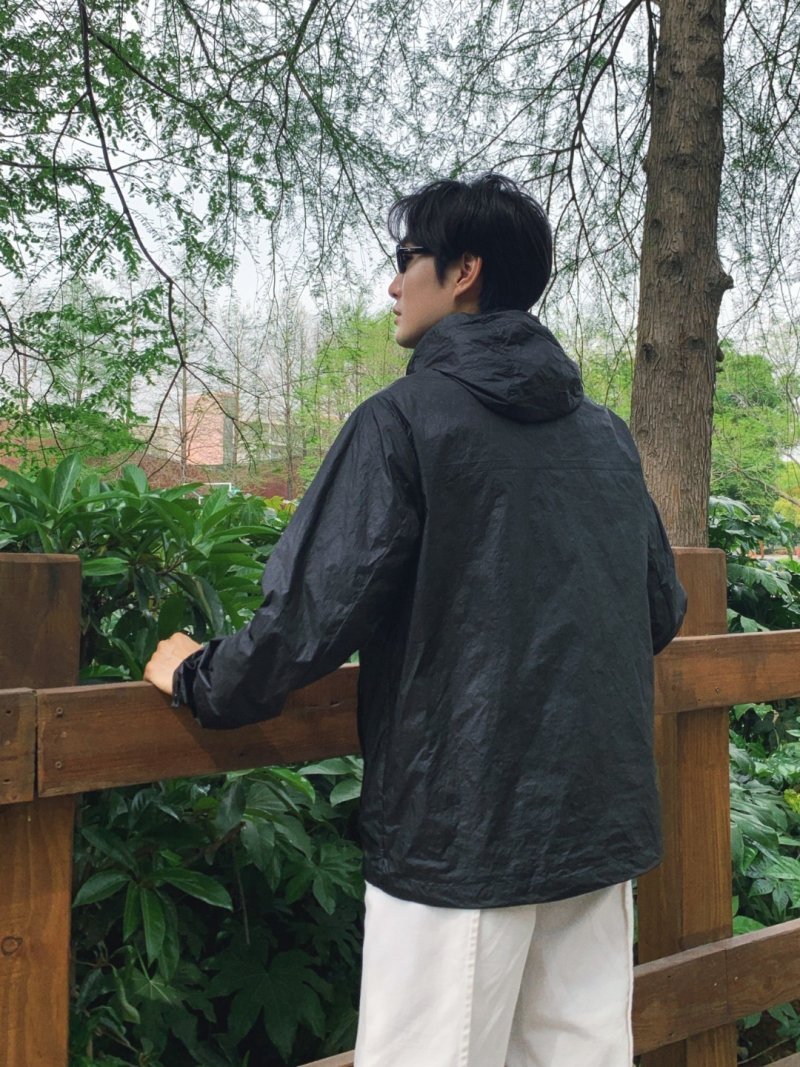 Moncler Black Lightweight Hooded Nylon Jacket view