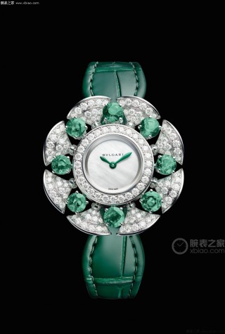 Bulgari Serpenti Emerald & Diamond Green Leather Watch