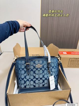Coach Mollie Signature Canvas Tote Bag Navy Blue view 2