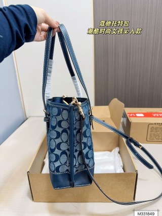 Coach Mollie Signature Canvas Tote Bag Navy Blue view 3