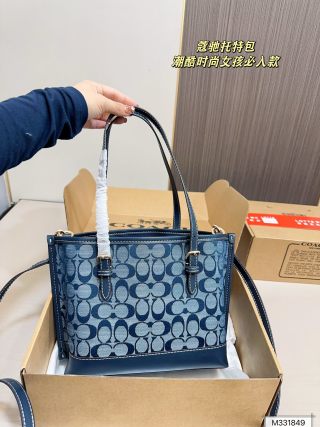 Coach Mollie Signature Canvas Tote Bag Navy Blue view 4