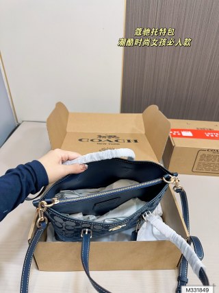 Coach Mollie Signature Canvas Tote Bag Navy Blue view 9