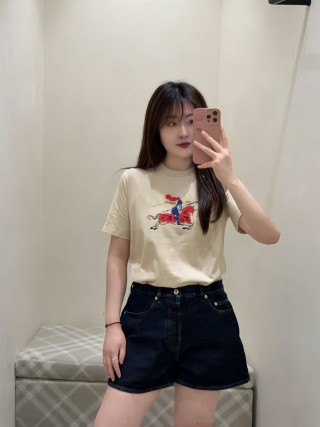 Burberry EKD Embroidered Cream T-Shirt view 6
