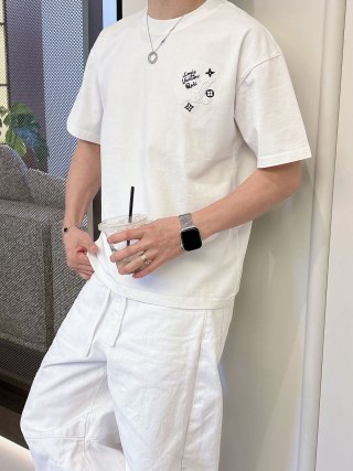 Louis Vuitton Monogram Embroidered White T-Shirt